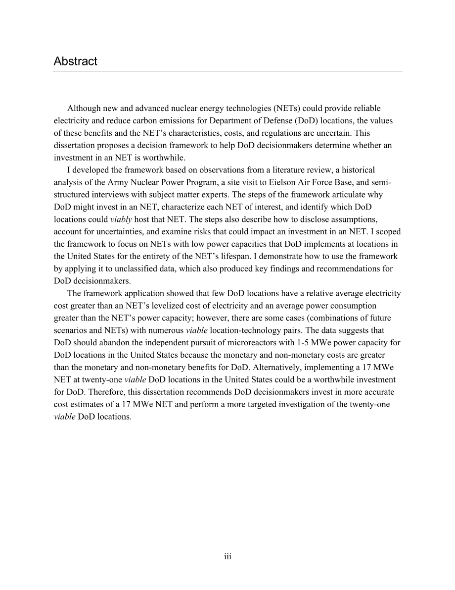RAND_RGSDA2387-1 关于美国国防部投资核能技术的一个建议决策框架_第3页