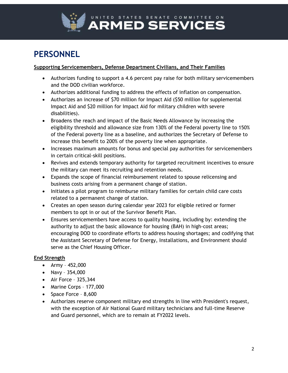 NDAA 2023 参议院 摘要.pdf_第2页