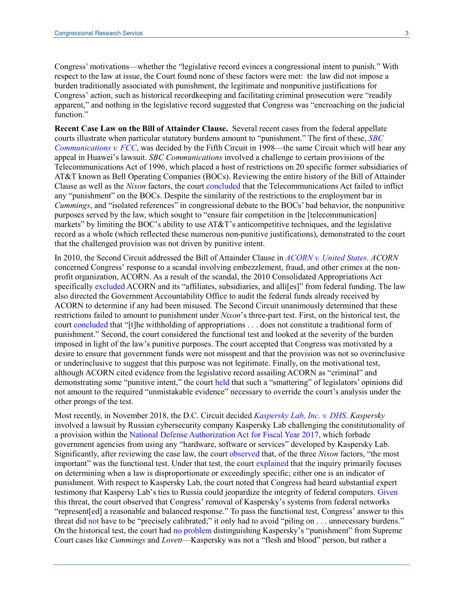 [20190314]LSB10274_华为诉美国：《公民权利法案》条款与华为对美国的诉讼.pdf_第3页