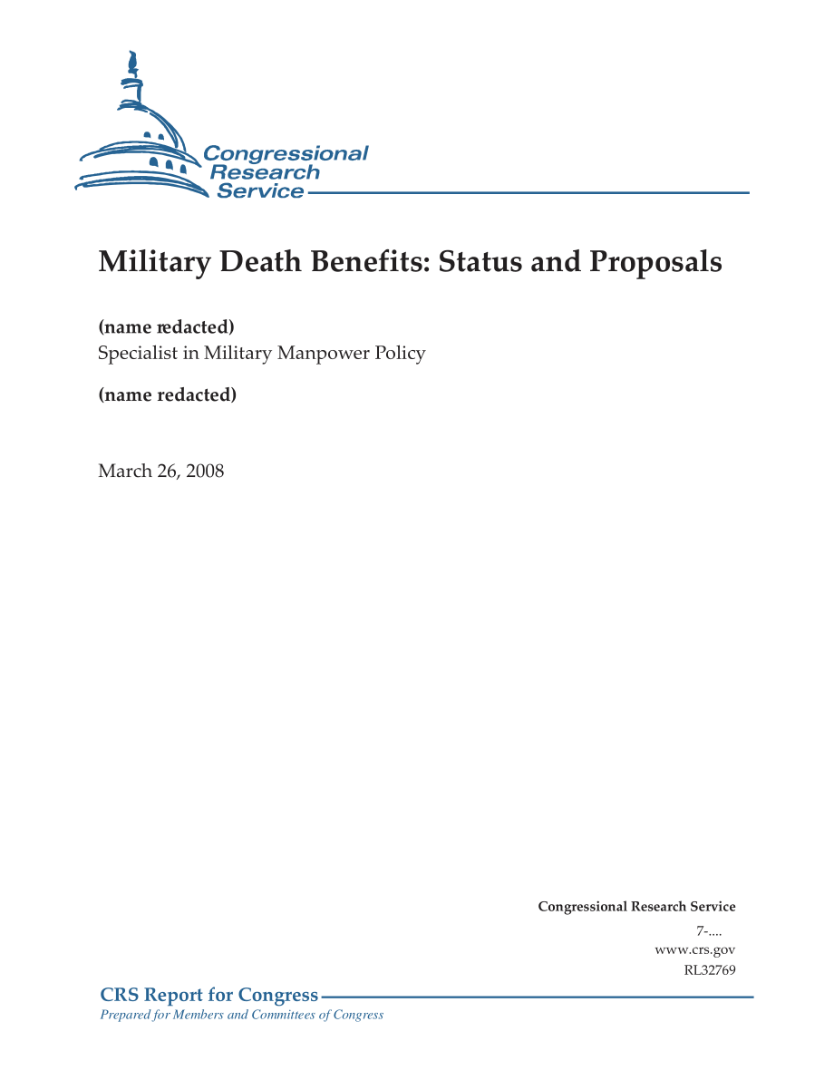 [20080326]RL32769_军人死亡抚恤金：现状和建议.pdf_第1页