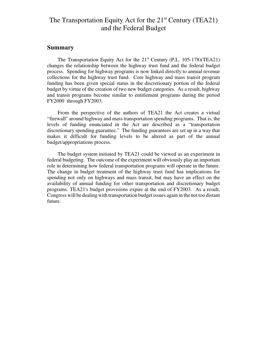 [19980904]98-749_《21世纪交通公平法案》（TEA-21）和联邦预算.pdf_第3页
