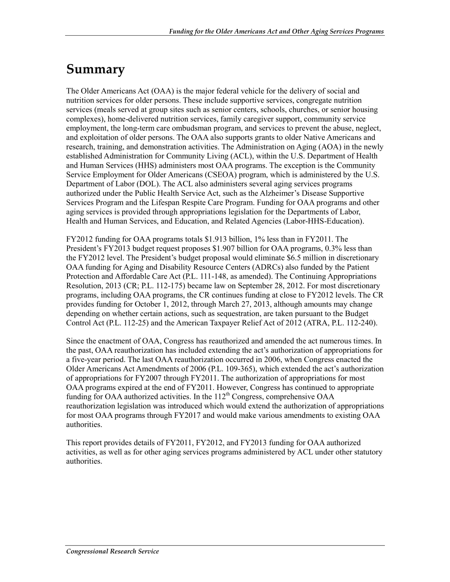 [20130222]RL33880_为《美国老年人法案》和其他老龄服务项目提供资金.pdf_第2页