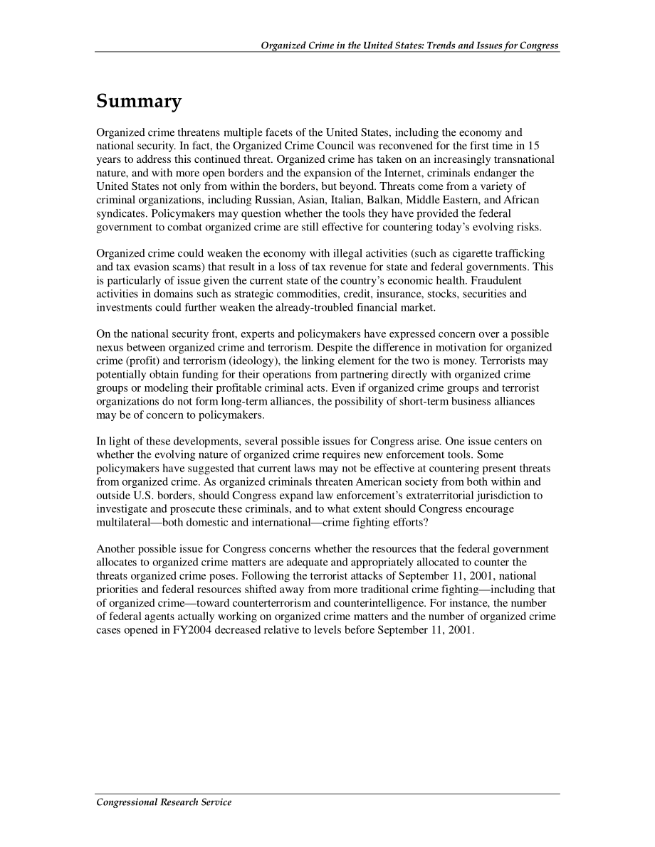 [20101222]R40525_美国有组织犯罪：国会面临的趋势和问题.pdf_第2页