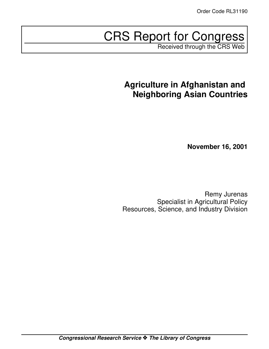 [20011116]RL31190_阿富汗和亚洲邻国的农业.pdf_第1页