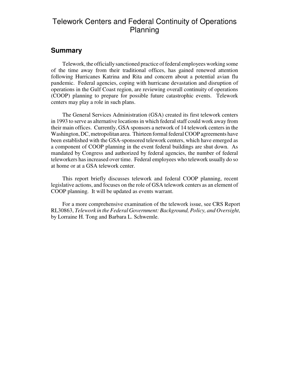 [20070124]RL33352_远程工作中心和联邦运营连续性规划.pdf_第2页