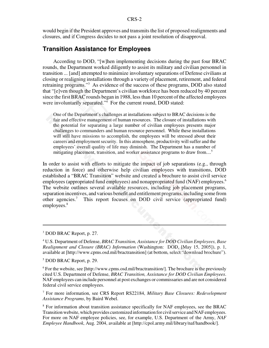 [20050722]RS22206_军事基地关闭和受影响的国防部公务员.pdf_第2页