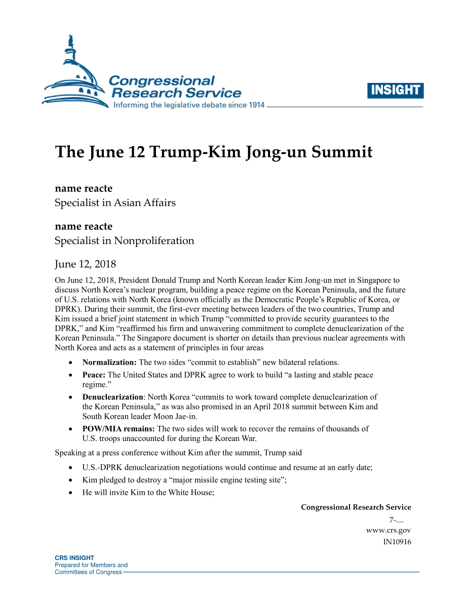 [20180612]IN10916_6月12日特朗普金正恩峰会.pdf_第1页