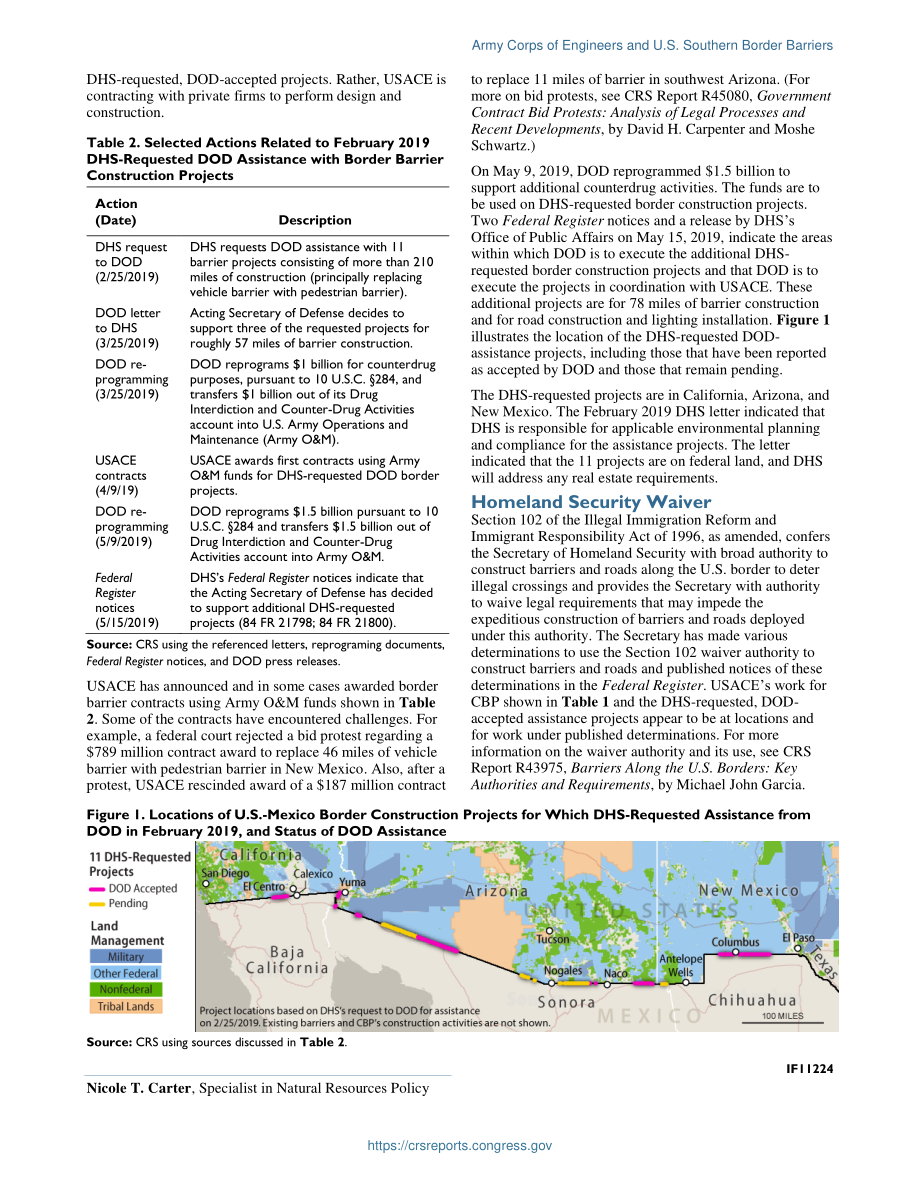 [20190522]IF11224_陆军工程兵团和美国南部边境屏障.pdf_第2页