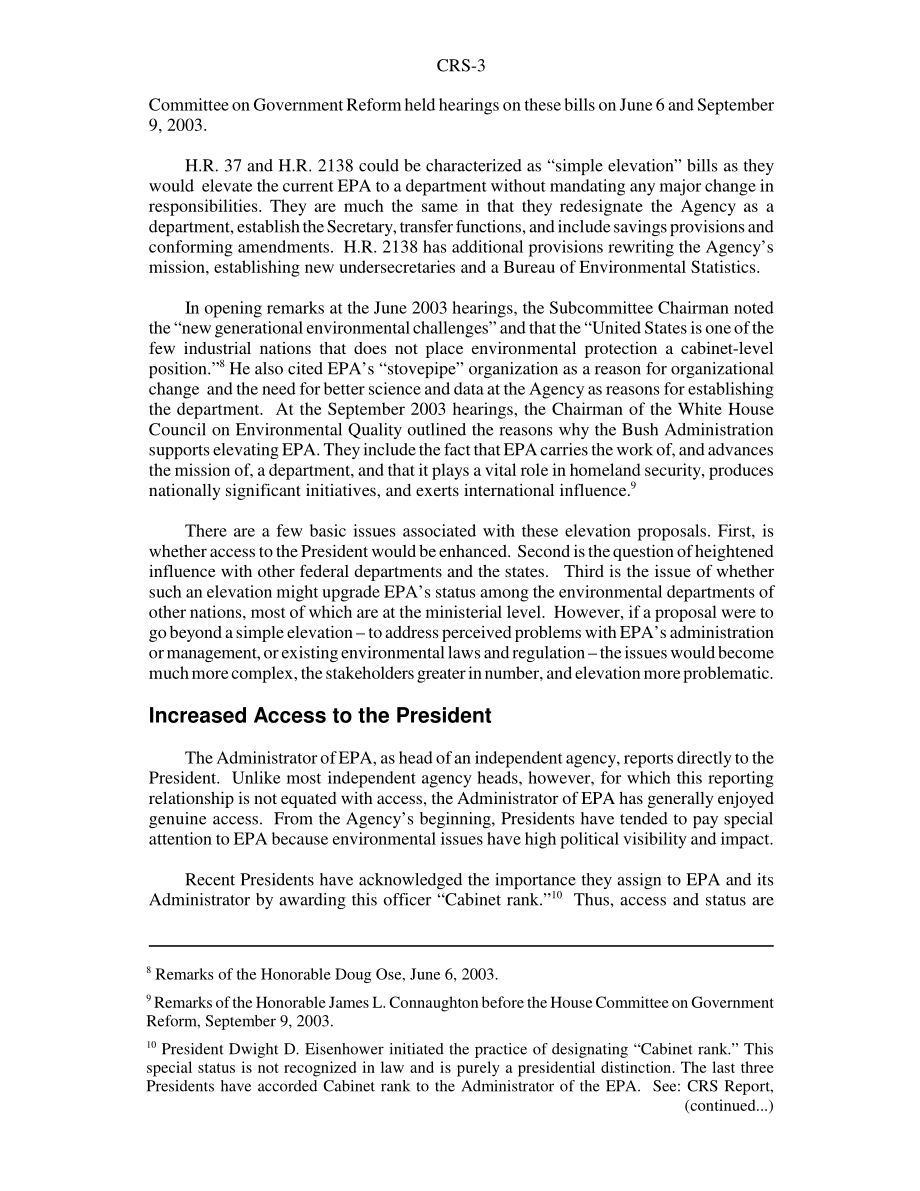 [20031003]RS20982_将环境保护局提升为一个部门：主要问题分析.pdf_第3页