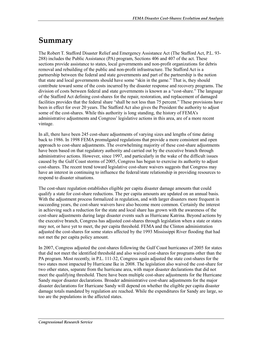 [20130404]R41101_FEMA灾难成本份额：演变与分析.pdf_第2页
