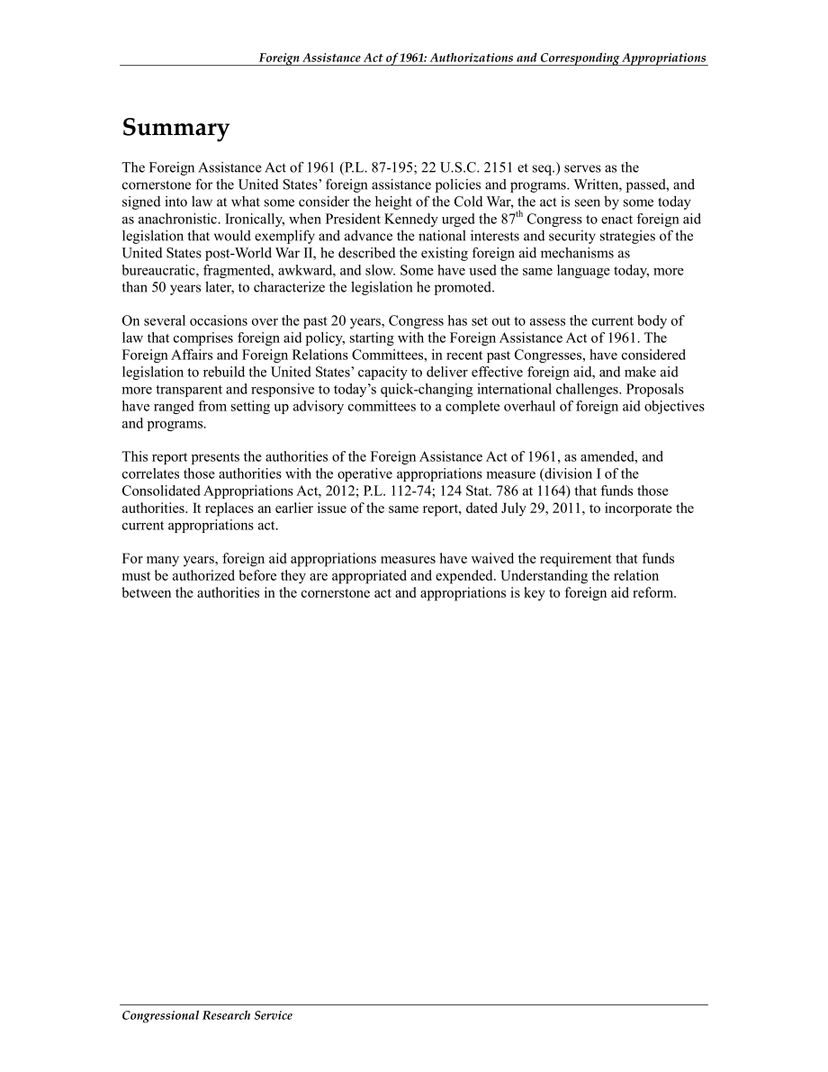 [20120418]R40089_1961年对外援助法：授权和相应拨款.pdf_第2页