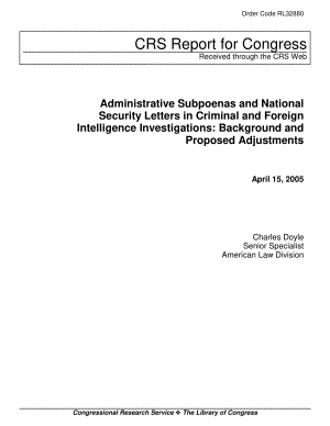 [20050415]RL32880_刑事和外国情报调查中的行政传票和国家安全信函：背景和拟议调整.pdf