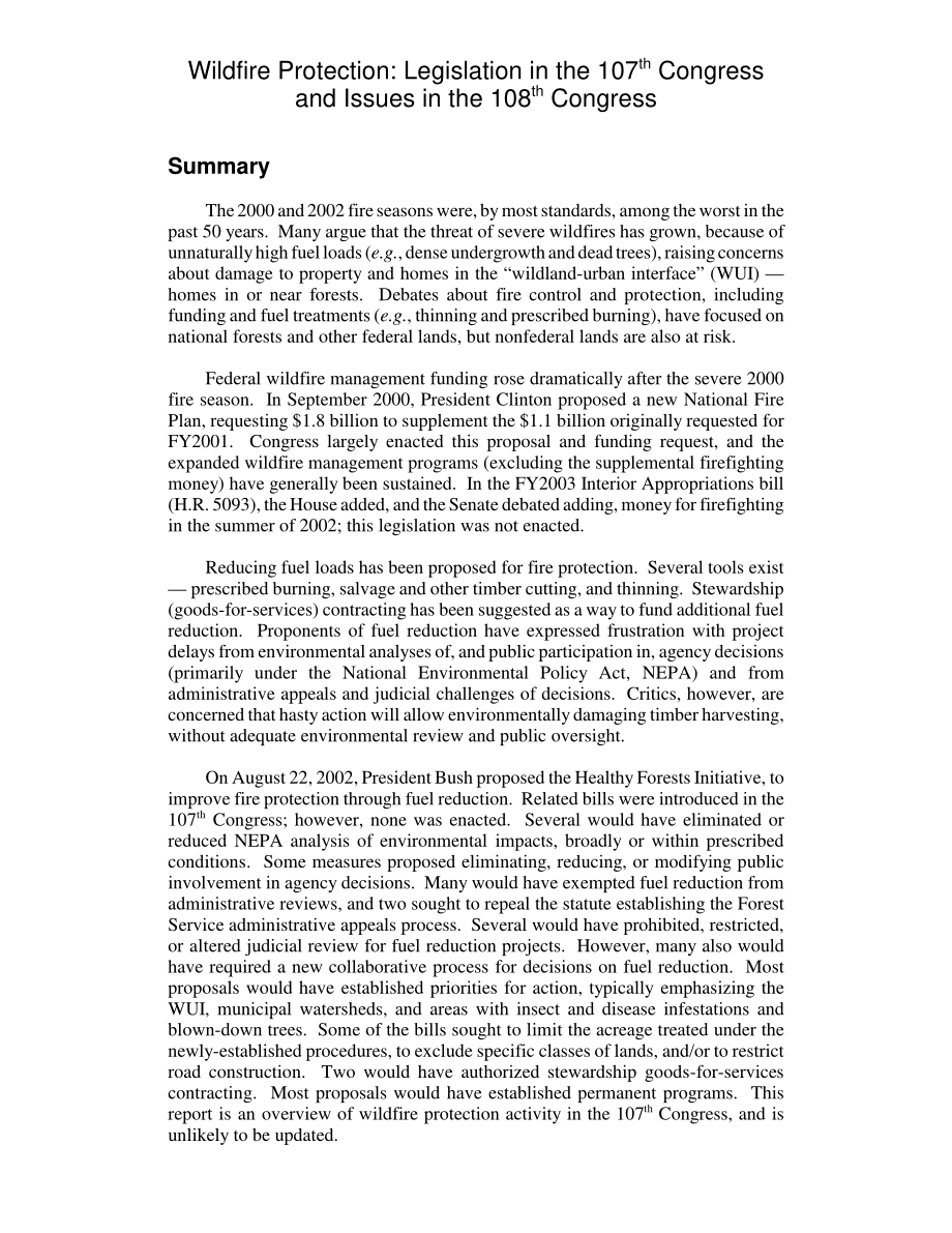 [20030121]RL31679_野火防护：第107届国会的立法和第108届国会的议题.pdf_第2页