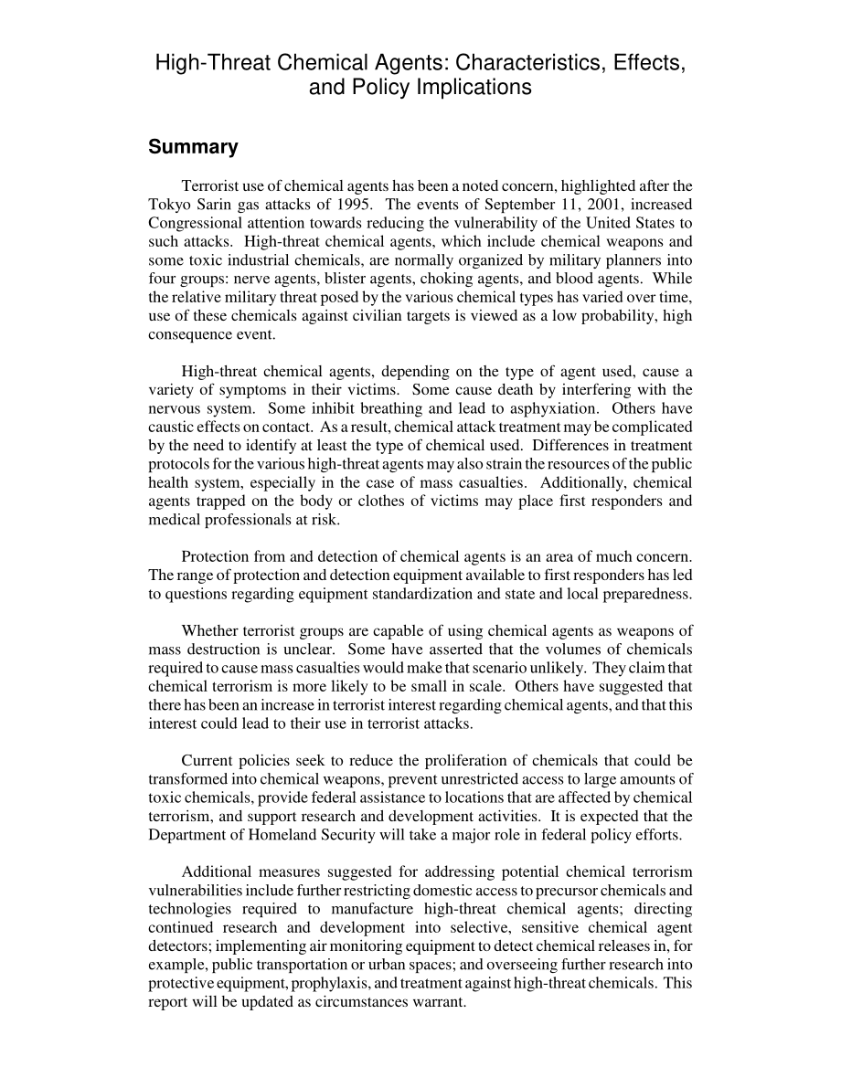 [20030909]RL31861_高威胁化学试剂：特点、影响和政策含义.pdf_第2页