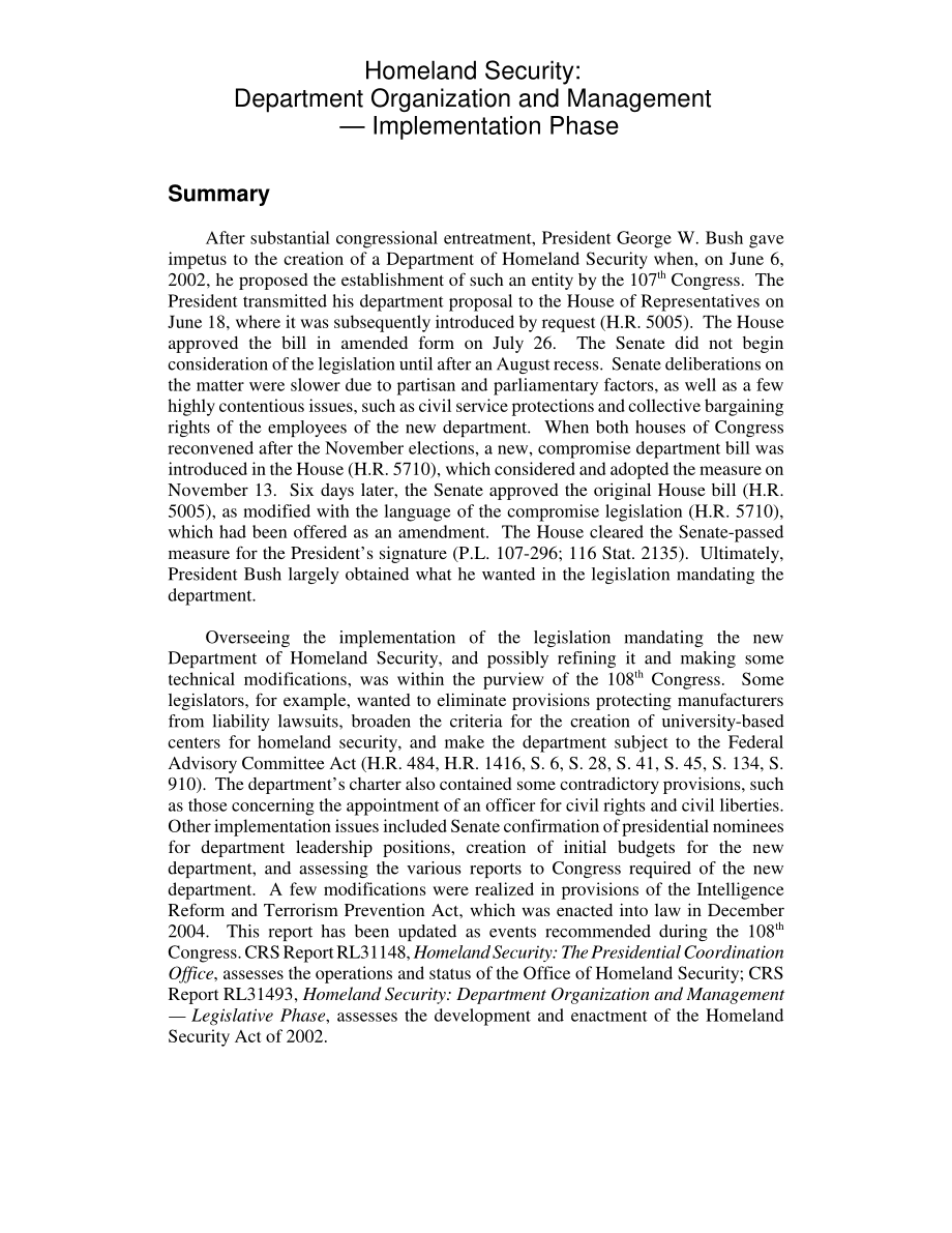 [20050103]RL31751_国土安全部：部门组织与管理——实施阶段.pdf_第2页