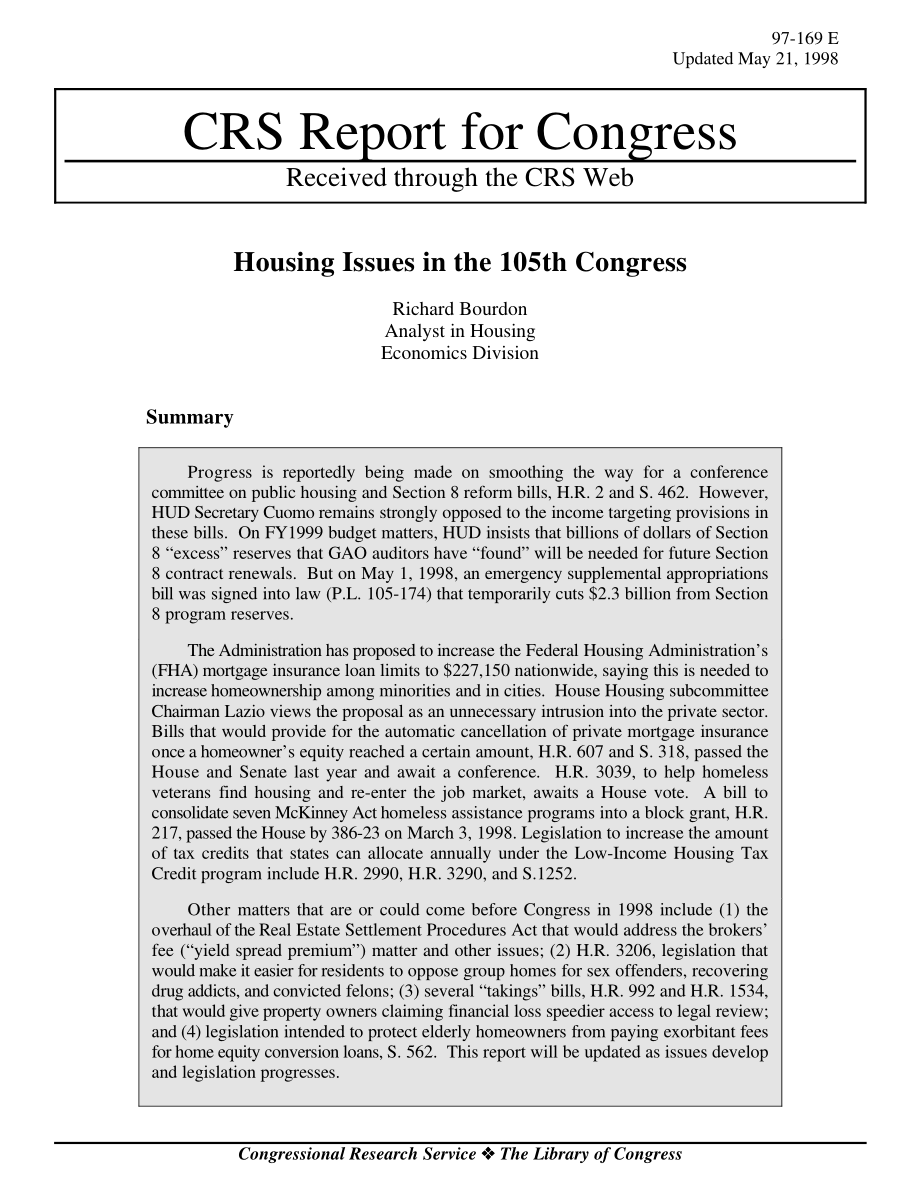 [19980521]97-169E_第105届国会的住房问题.pdf_第1页