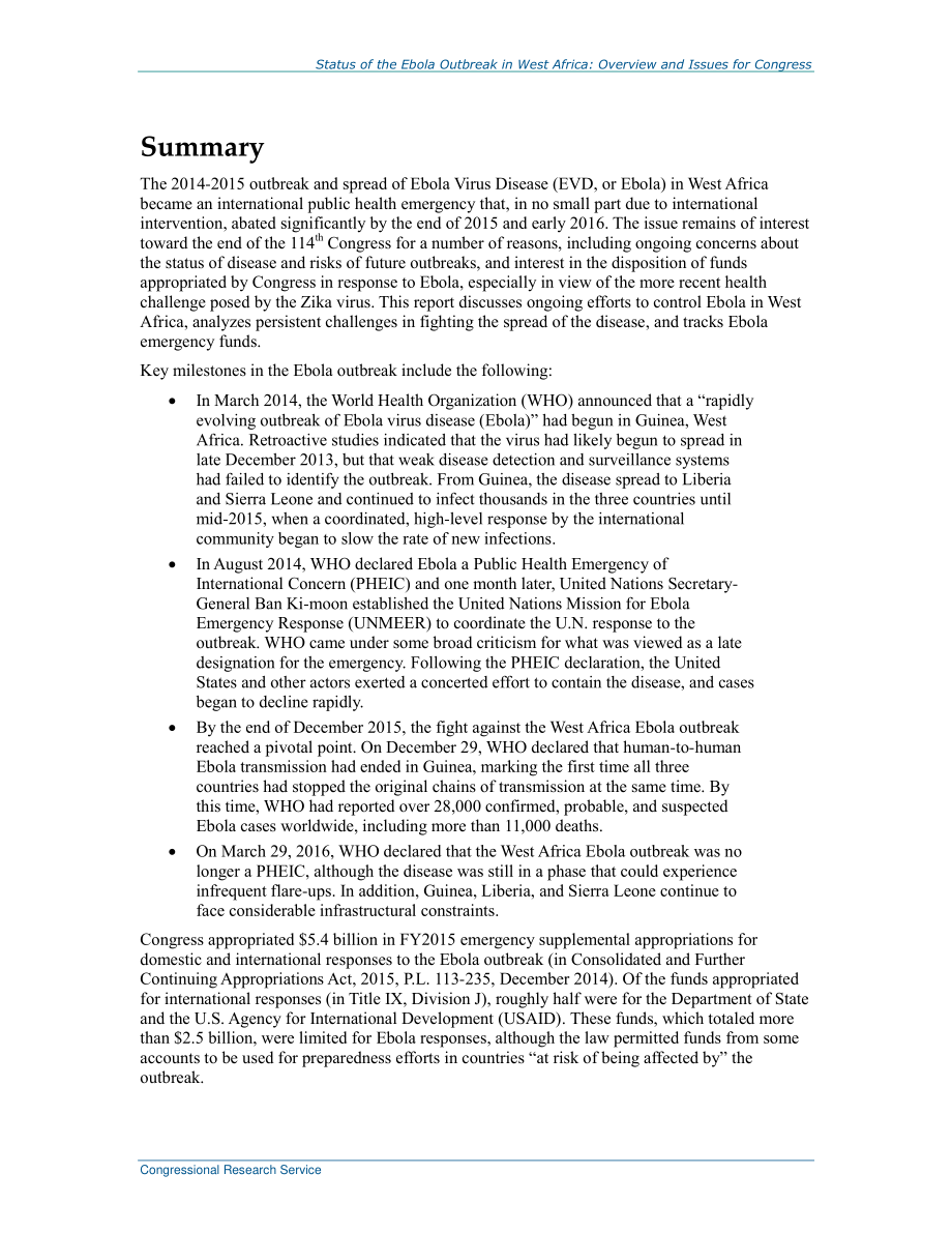 [20160525]R44507_西非埃博拉疫情状况：国会概况和议题.pdf_第2页