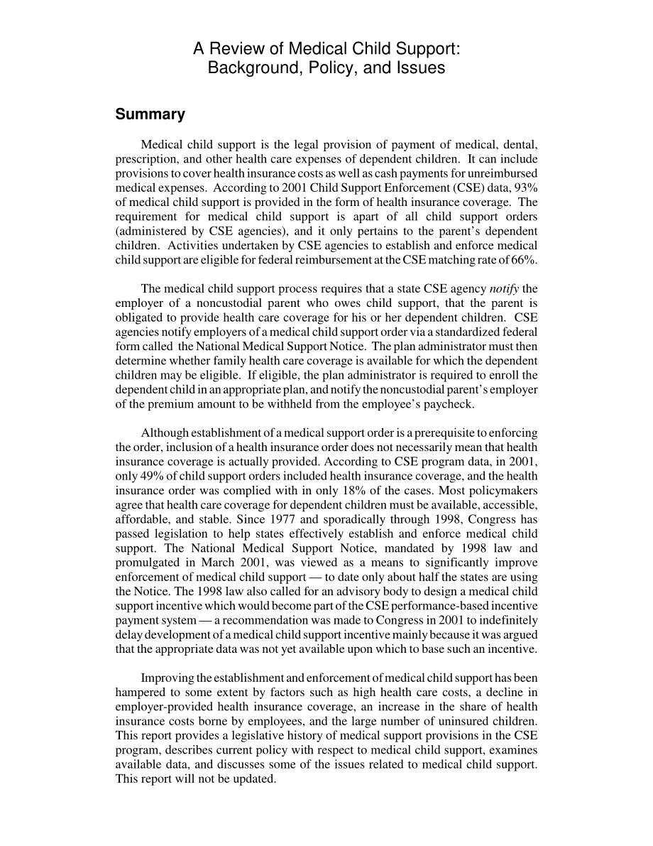 [20031103]RL32135_医疗儿童支持回顾：背景、政策和问题.pdf_第2页