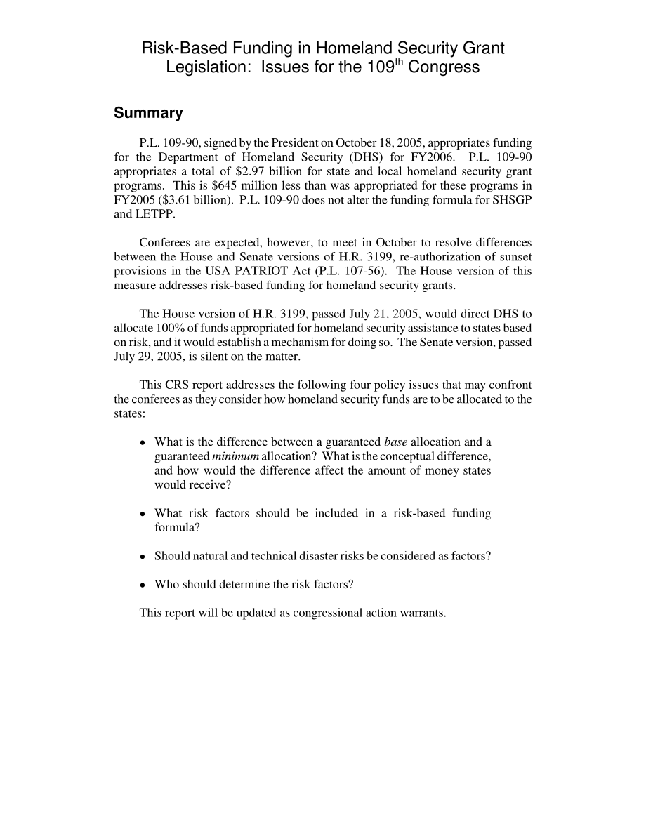 [20051021]RL33050_国土安全拨款立法中基于风险的资金：第109届大会议题.pdf_第2页