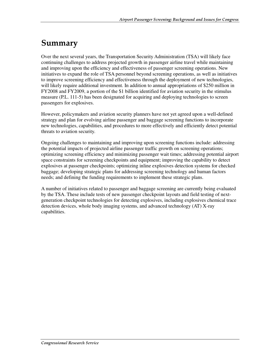 [20090423]R40543_机场旅客安检：国会背景和议题.pdf_第2页