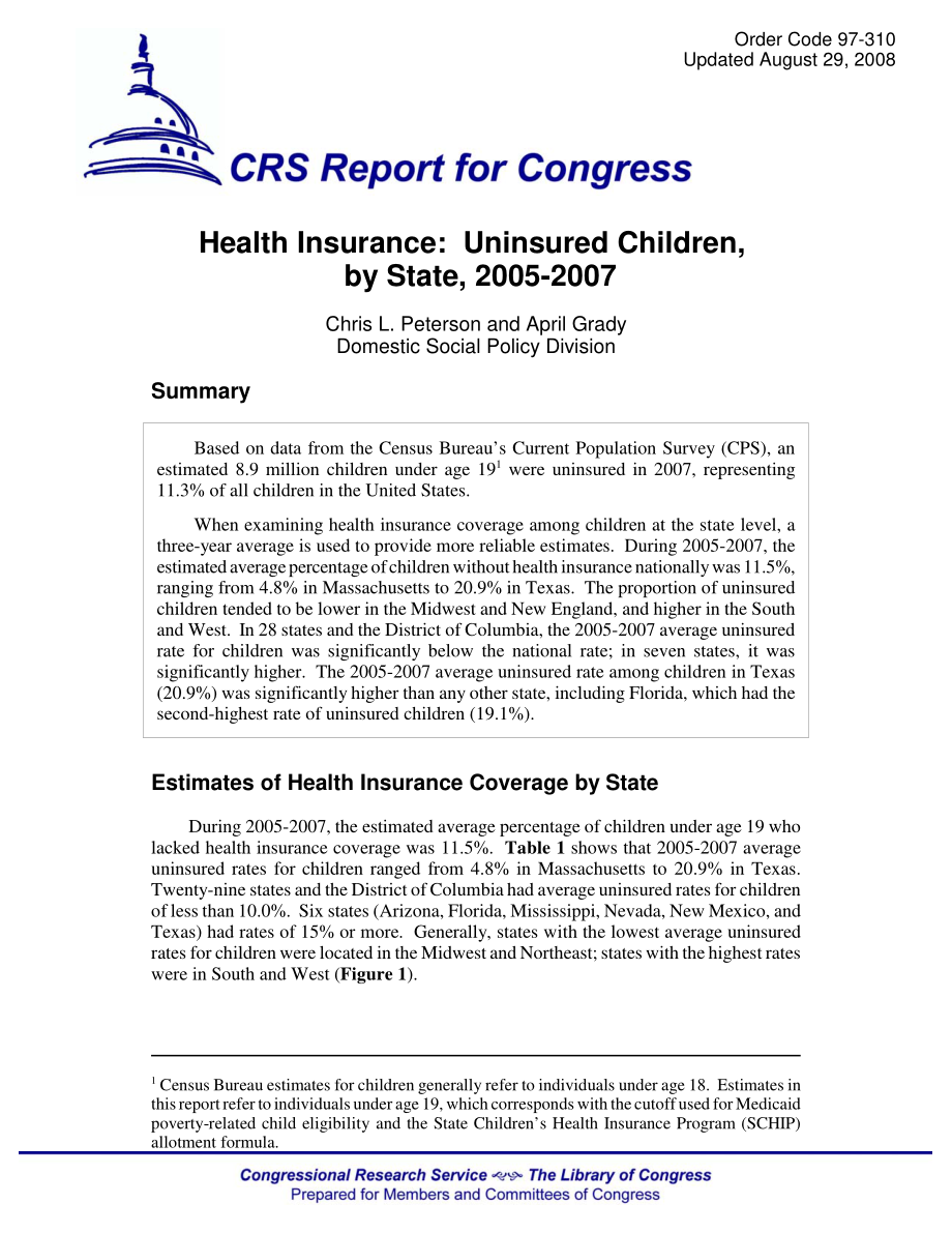 [20080829]97-310_健康保险：2005-2007年各州未参保儿童.pdf_第1页