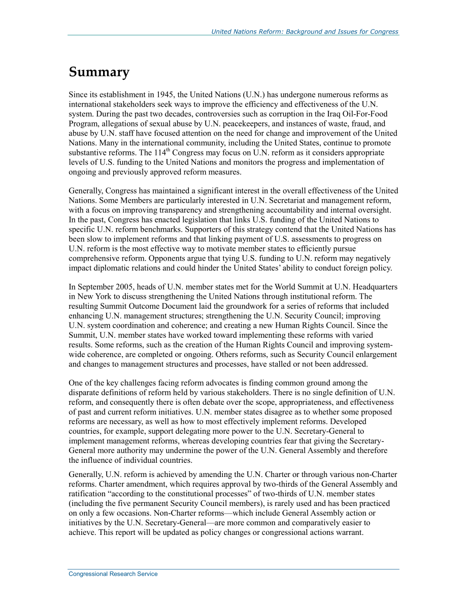[20150515]RL33848_联合国改革：国会背景和议题.pdf_第2页
