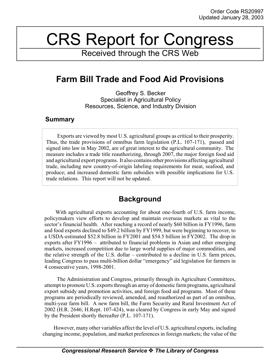 [20030128]RS20997_农业法案贸易和粮食援助条款.pdf_第1页