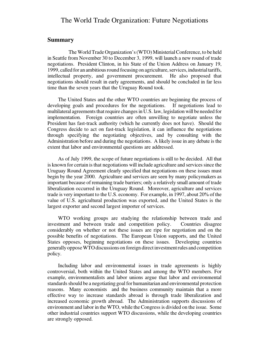 [19990730]RL30270_世界贸易组织：未来的谈判.pdf_第3页