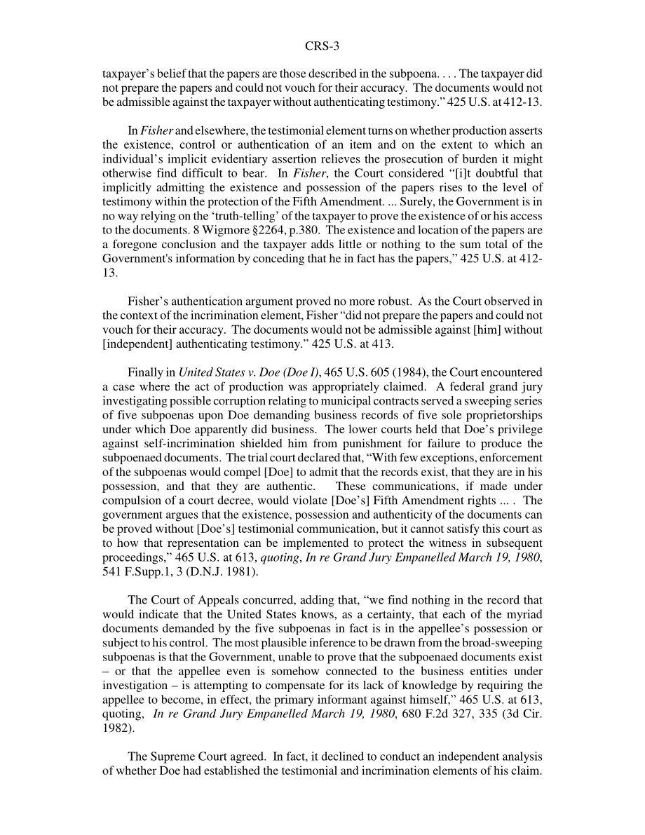 [20040106]RS21701_最高法院承认第五修正案对生产行为的保护概述.pdf_第3页