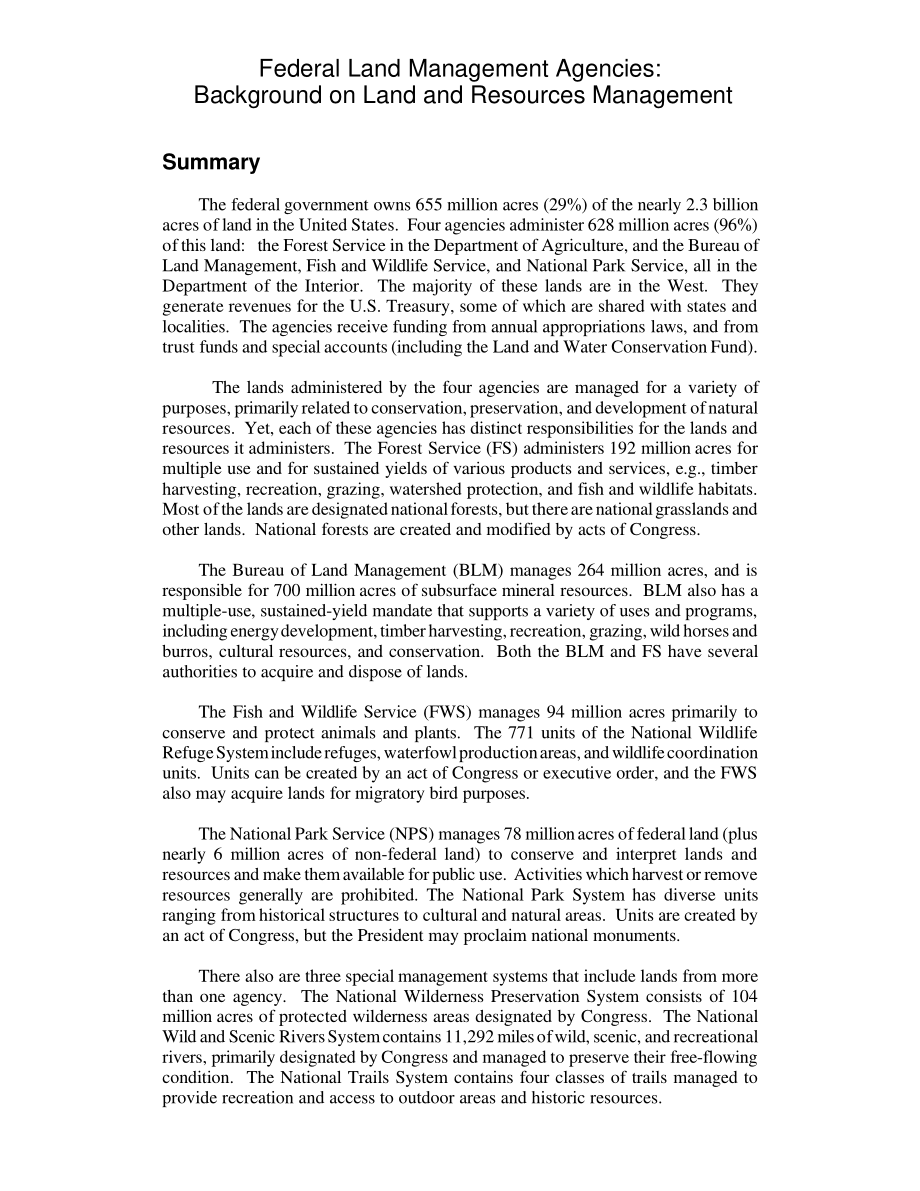 [20010227]RL30867_联邦土地管理机构：土地和资源管理背景.pdf_第2页