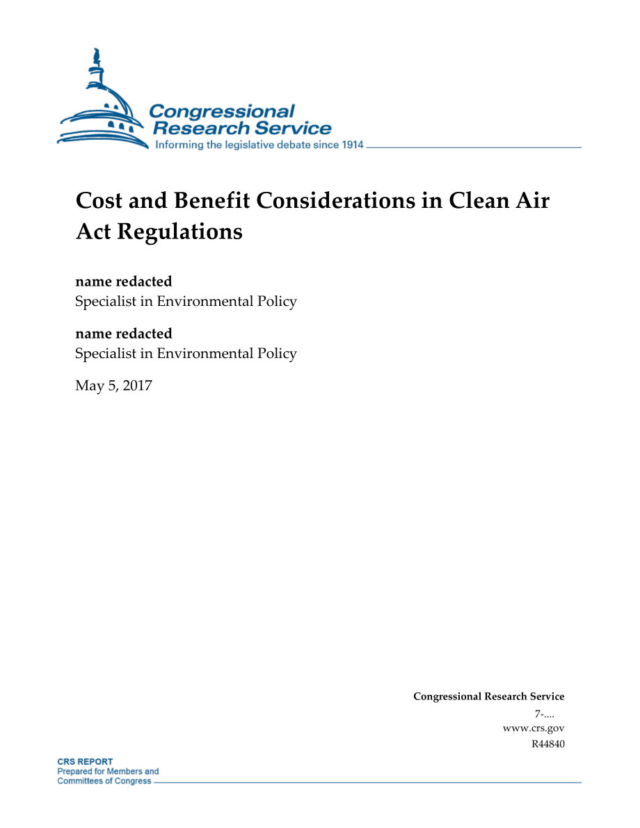 [20170505]R44840_《清洁空气法》法规中的成本和效益考虑.pdf_第1页