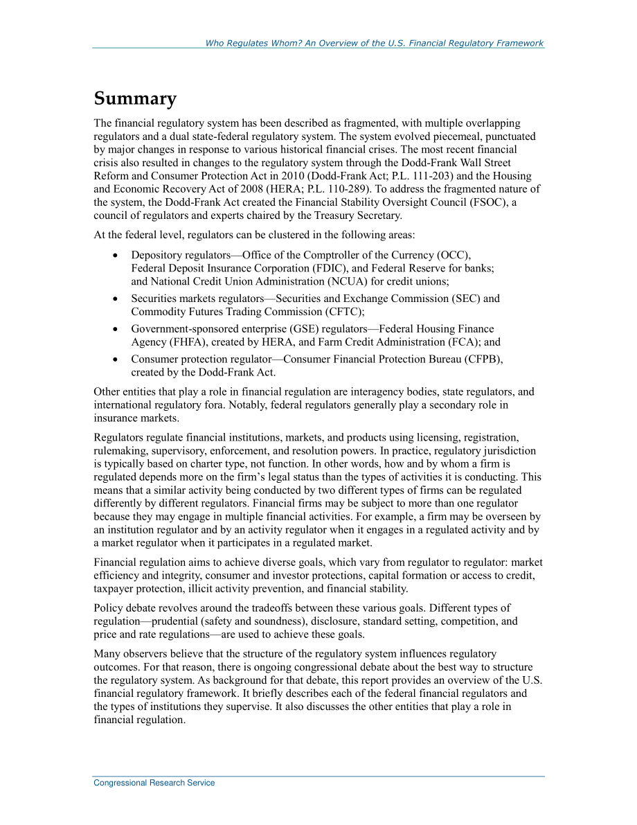 [20200310]R44918_谁监管谁？美国金融监管框架概述.pdf_第2页