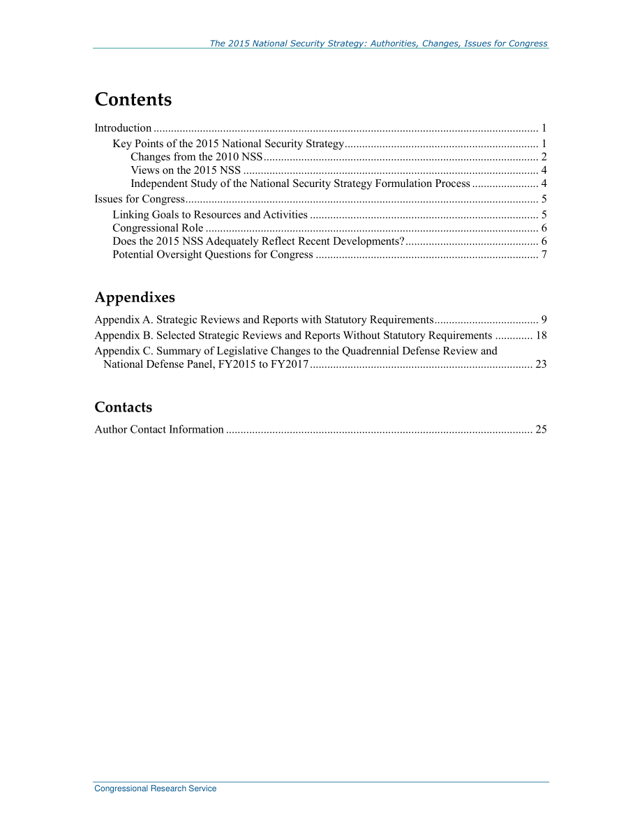 [20170130]R44023_2015年国家安全战略：授权、变更、国会议题.pdf_第3页