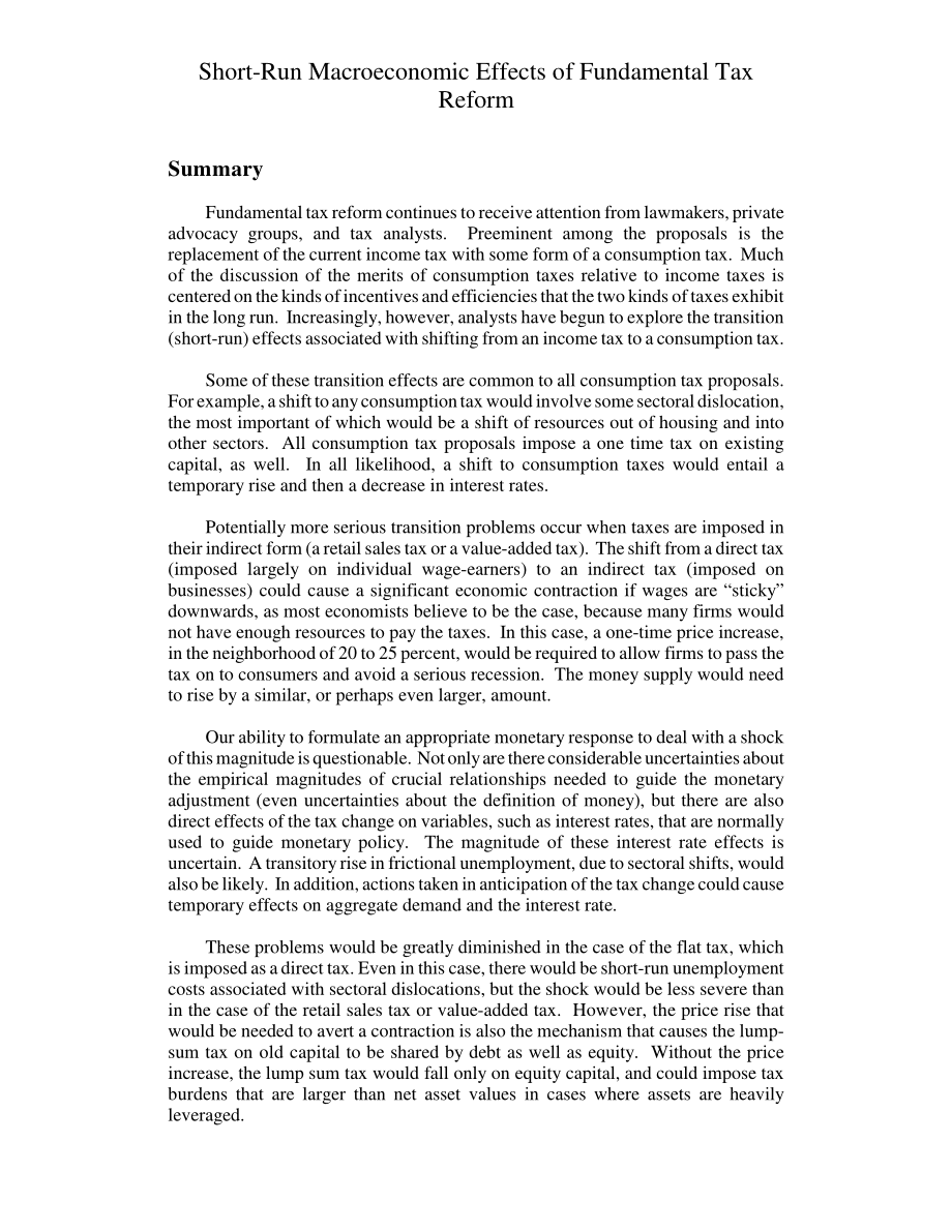 [19981030]98-901_基本税制改革的短期宏观经济效应.pdf_第3页