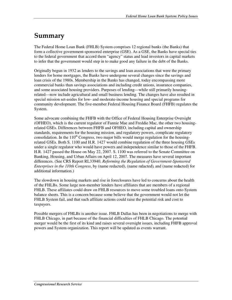 [20071108]RL32815_联邦住房贷款银行系统：政策问题.pdf_第2页