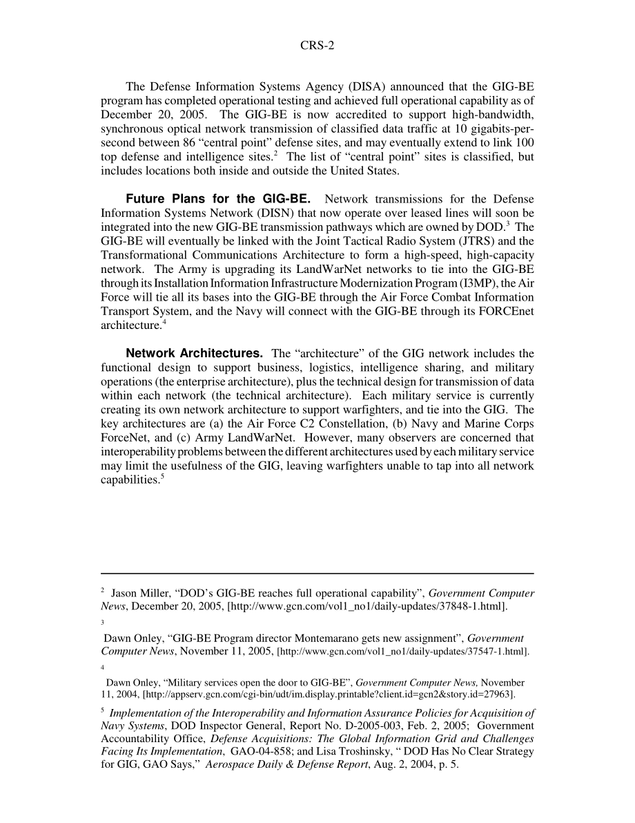 [20060109]RS21590_国防计划问题：全球信息网格带宽扩展（GIG-BE）.pdf_第2页