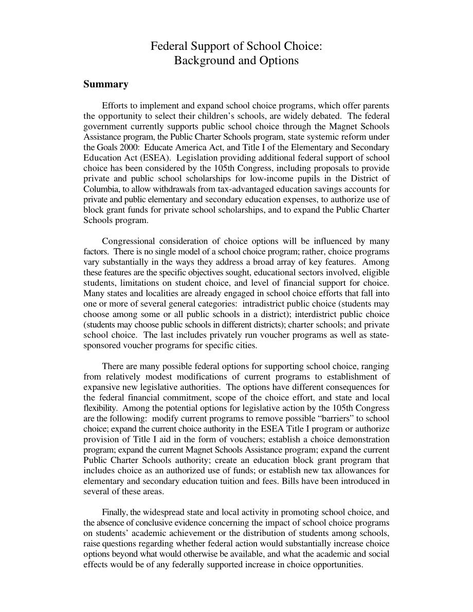 [19980430]95-344EPW_联邦对学校选择的支持：背景和选项.pdf_第2页