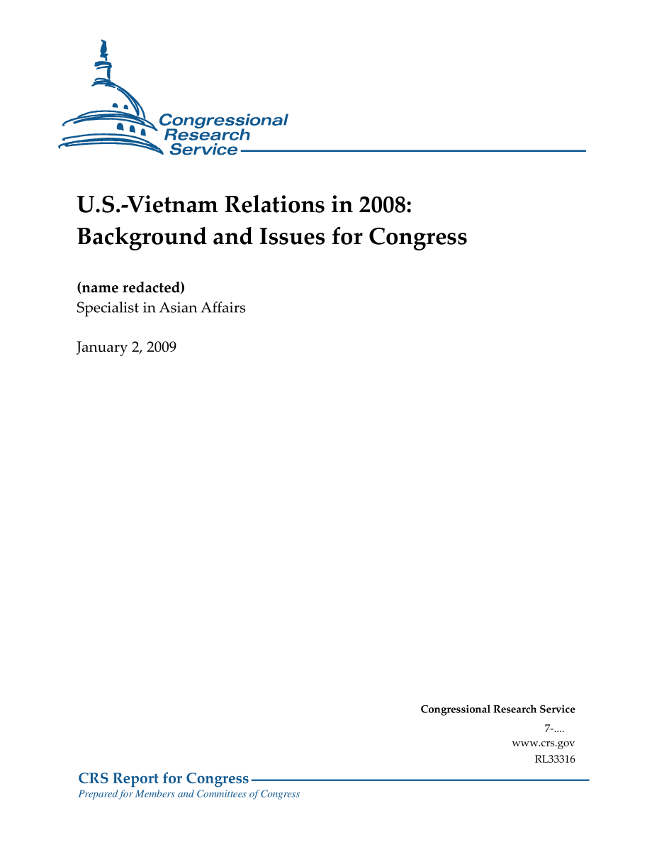 [20090102]RL33316_2008年美越关系：国会背景和议题.pdf_第1页