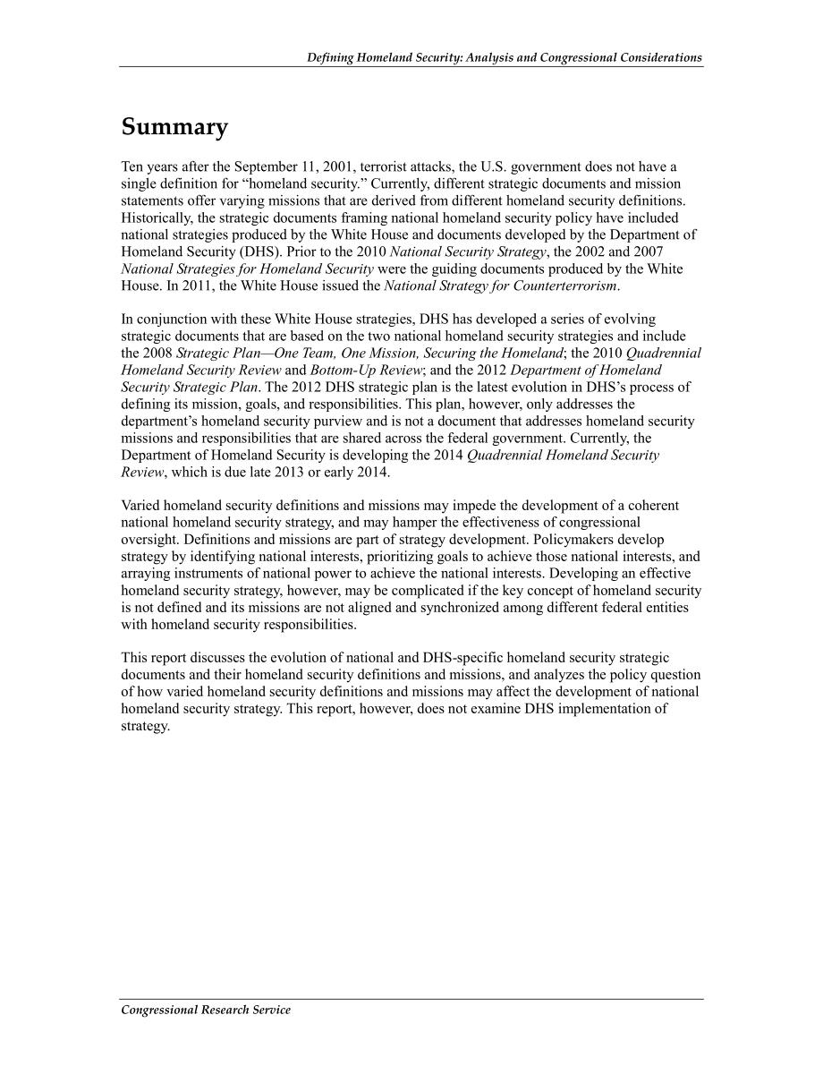 [20130108]R42462_定义国土安全：分析和国会考虑.pdf_第2页