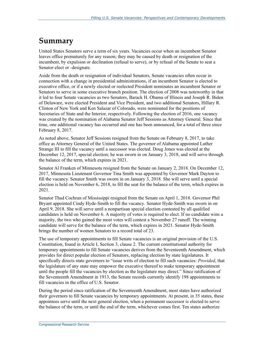 [20180412]R44781_美国参议院空缺：当代发展和前景.pdf_第2页