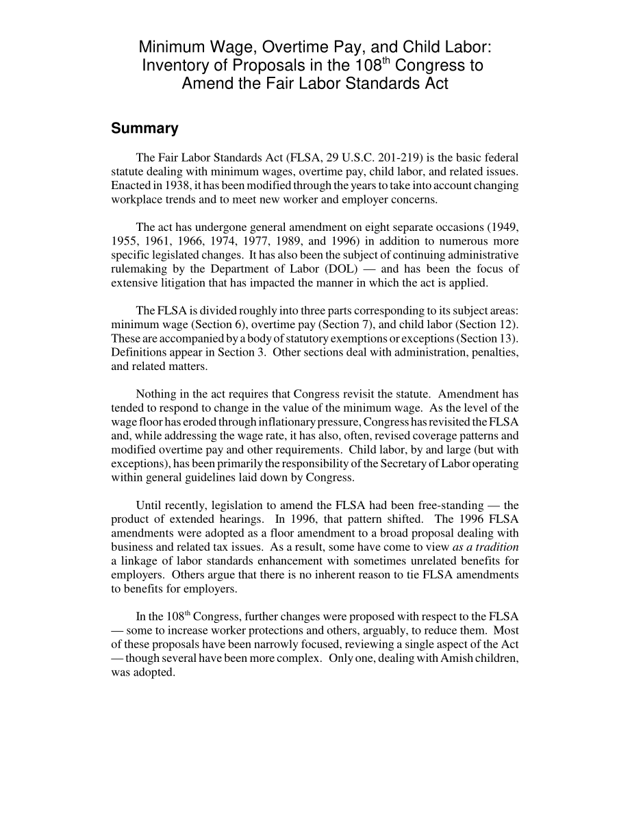 [20050209]RL32353_最低工资、加班费和童工：第108届国会修改《公平劳动标准法》的提案清单.pdf_第2页