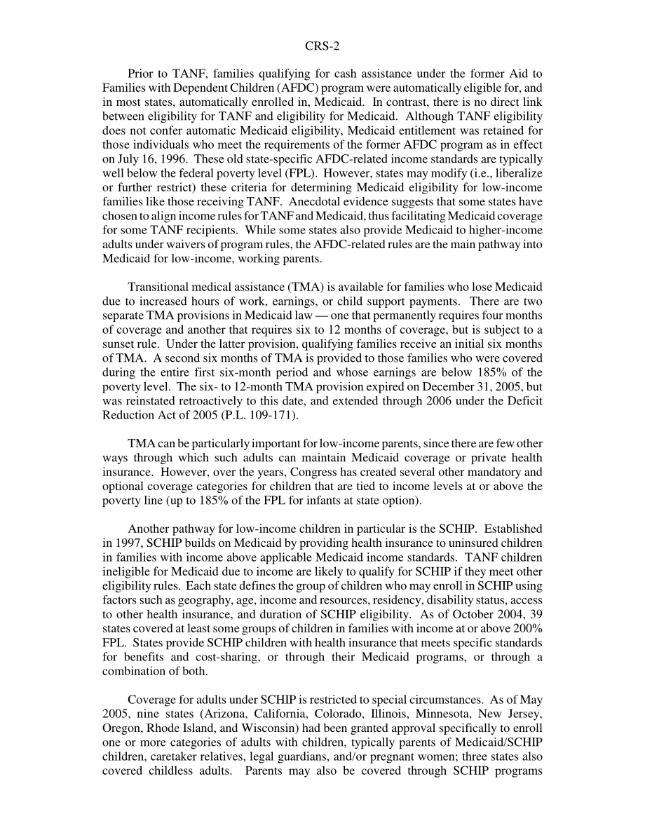 [20060308]RS22035_医疗补助和SCHIP覆盖TANF人群.pdf_第2页