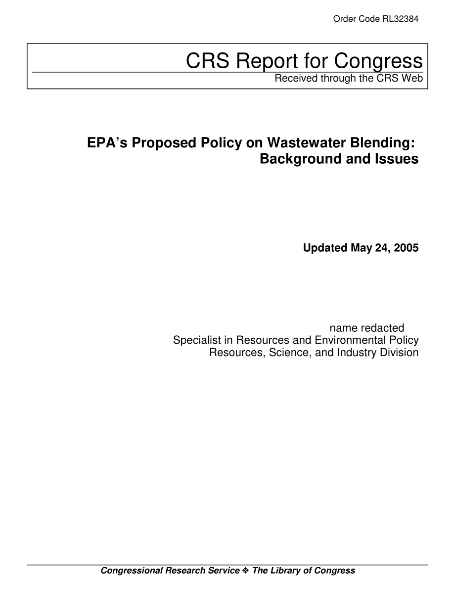 [20050524]RL32384_EPA关于废水混合的拟议政策：背景和问题.pdf_第1页