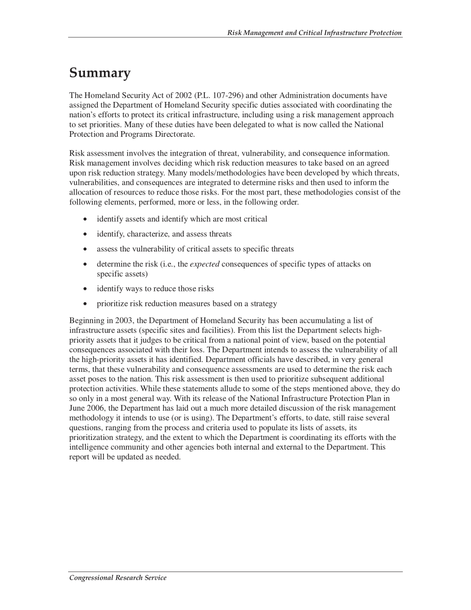[20070717]RL32561_风险管理和关键基础设施保护：AssessingIntegratingand Managing ThreatsVulnerabilities and Consequences.pdf_第2页