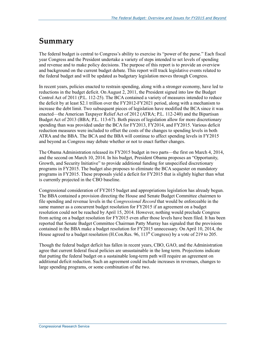 [20141104]R43472_联邦预算：2015财年及以后的概述和问题.pdf_第2页