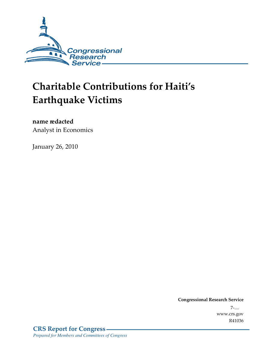 [20100126]R41036_海地地震灾民慈善捐款.pdf_第1页