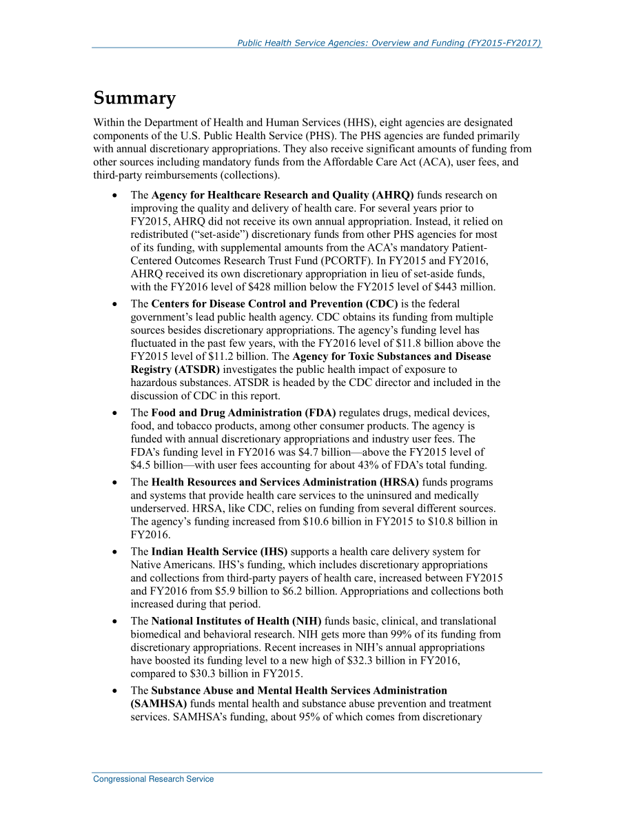 [20160519]R44505_公共卫生服务机构：概述和资金（2015-2017财年）.pdf_第2页