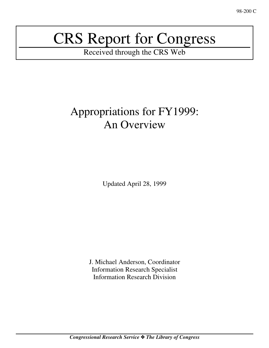 [19990428]98-200C_Appropriations for FY 1999：概述.pdf_第1页