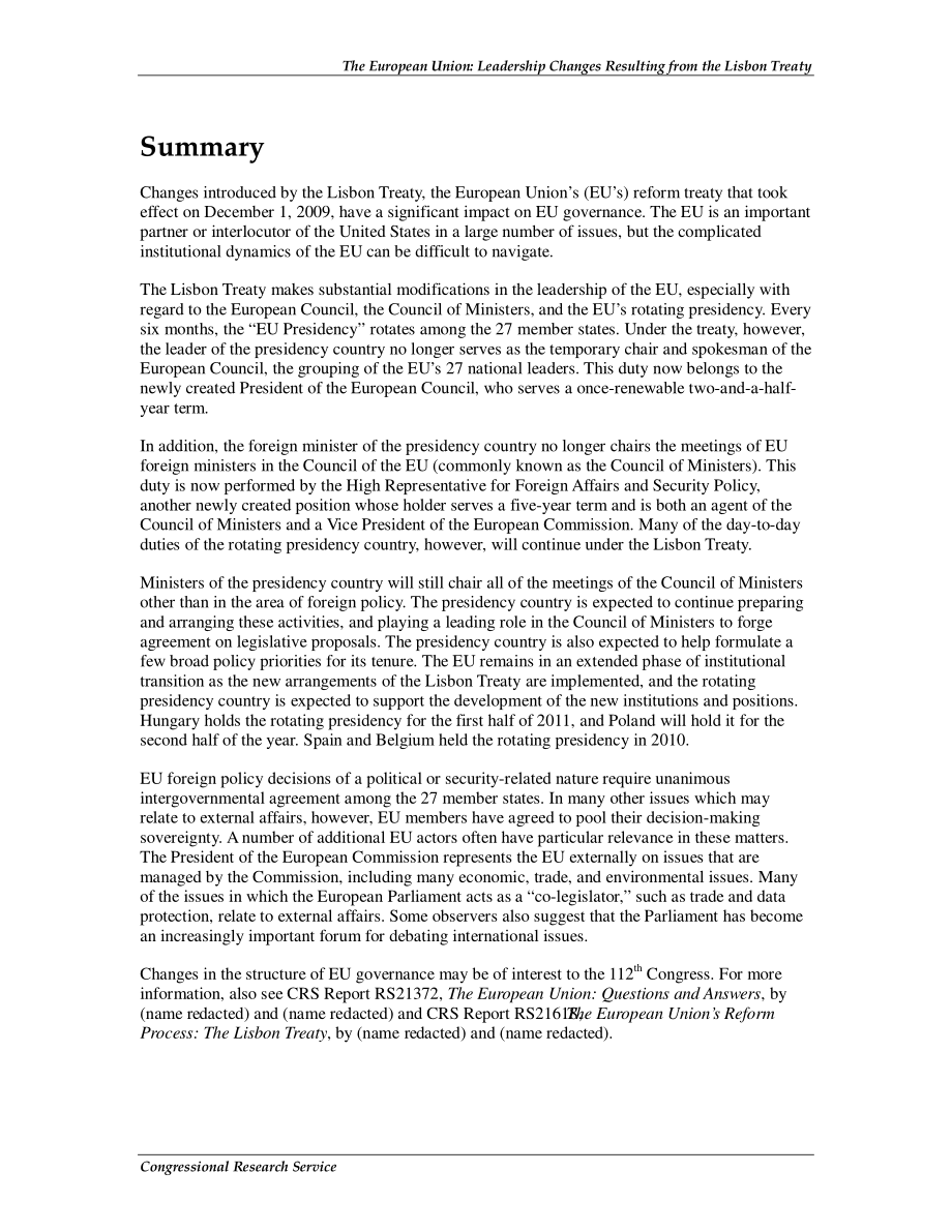 [20110516]R41088_欧盟：里斯本条约导致的领导层变化.pdf_第2页