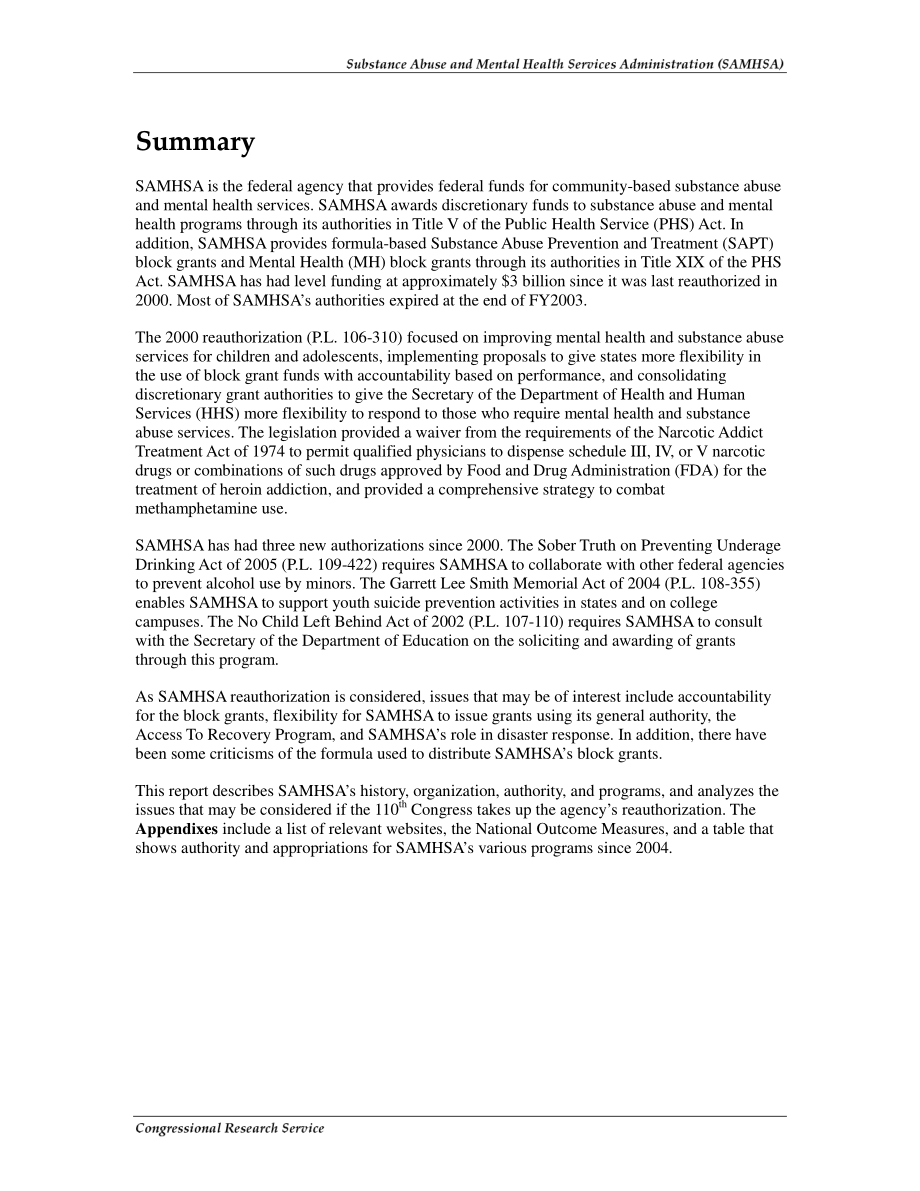 [20080905]RL33997_药物滥用和心理健康服务管理局（SAMHSA）：重新授权问题.pdf_第2页
